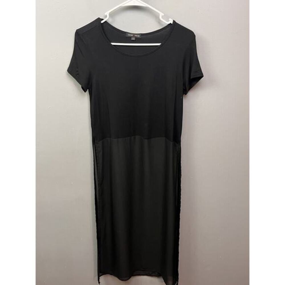 Moa Moa Dress/Top Black Womens Small Solid top Sheer bottom Goth Grunge Punk